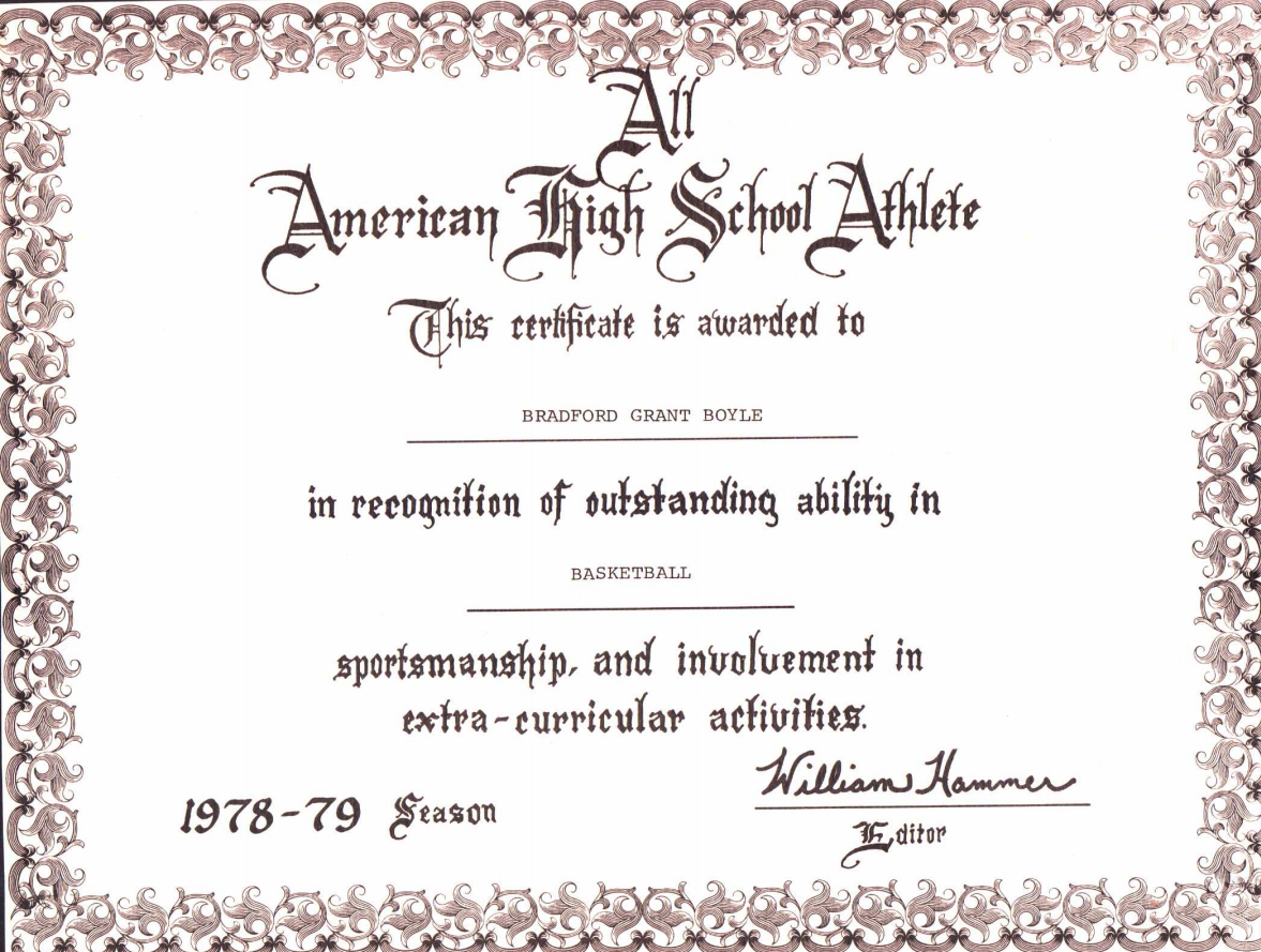 All-American Athlete Certificate