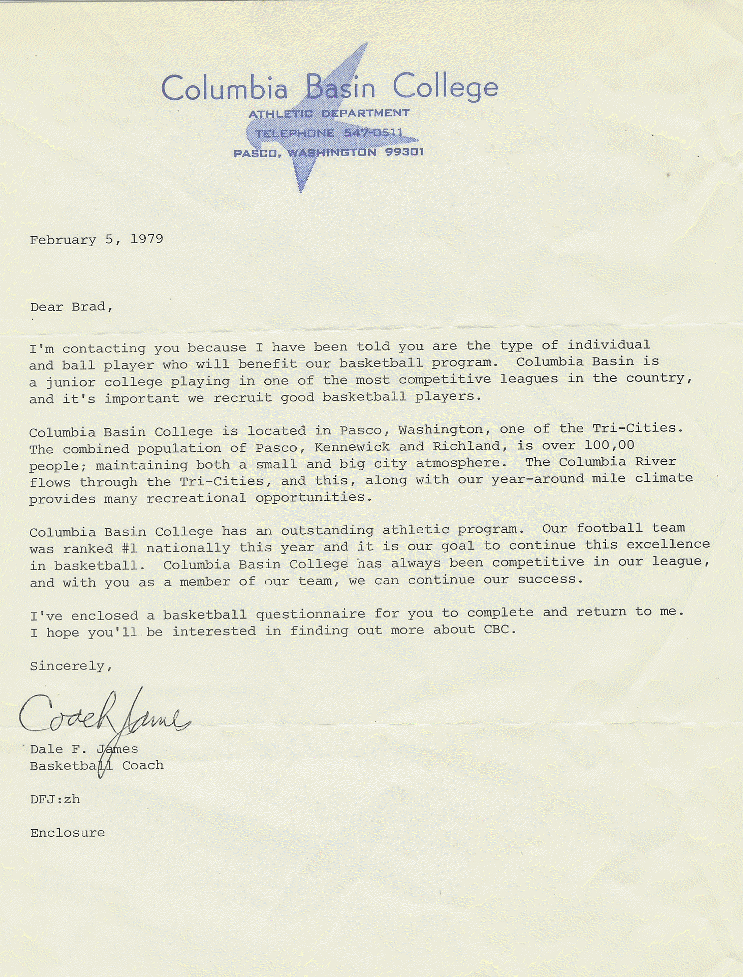 Columbia Basin College Letter