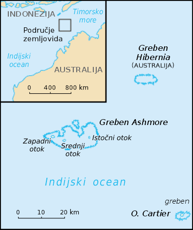 Map of the Ashmore and Cartier Islands