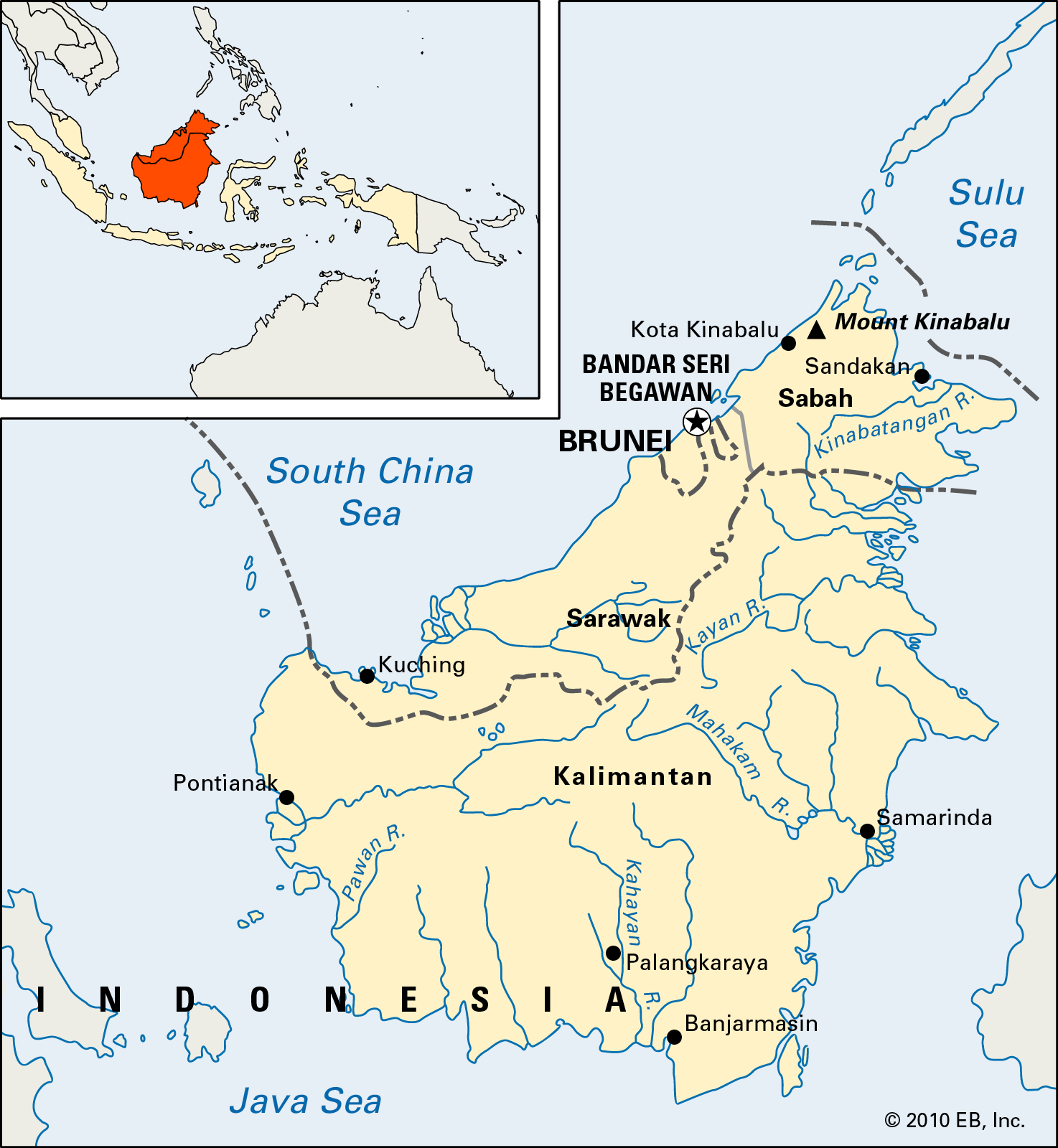 Map/flag representation of Borneo